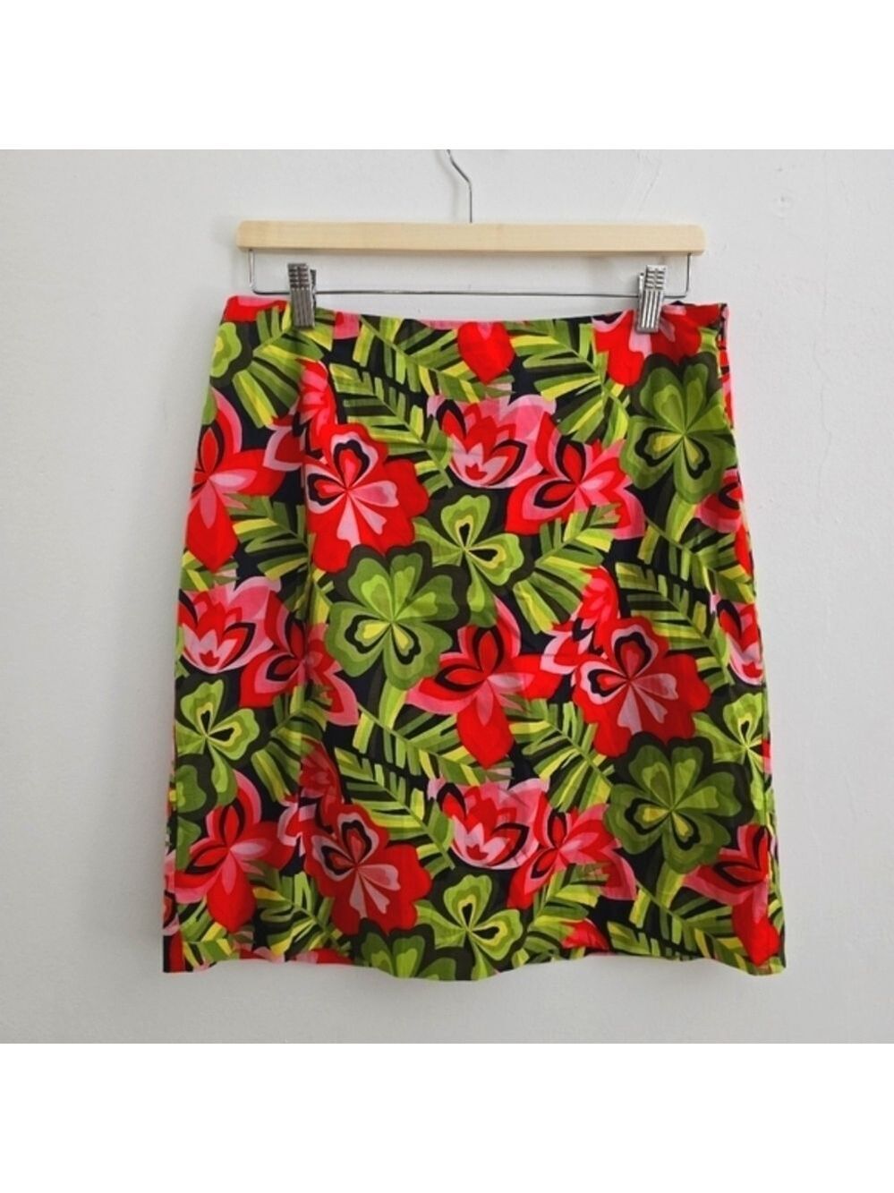 Talbots Retro Floral Pattern Short Cotton Skirt Sizee 10